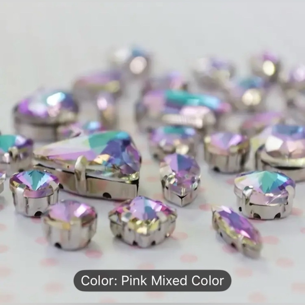 Decorative Iridescent Green & Pink Rhinestones | DIY & Sewing | New | 50 Pieces - Picture 4 of 6